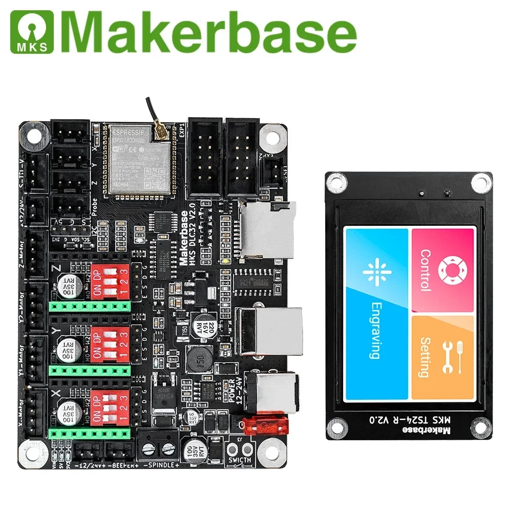 Makerbase MKS DLC32 Grbl Controller for Laser & CNC, ESP32 WiFi & TS35/24 Touch Screen, High-Precision for Engraving Machines