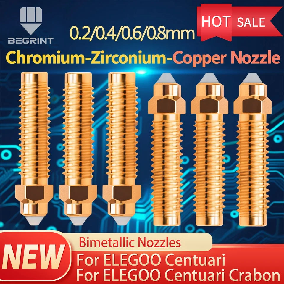Upgrade Bimetallic Nozzle For Elegoo Centauri 0.2/0.4/0.6/0.8mm Hotend Nozzles For Centauri Carbon Hotend 3D Printer Parts