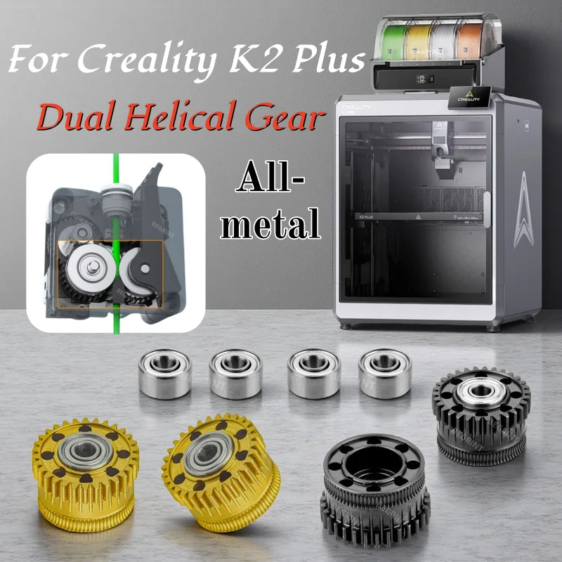 For Creality K2 Plus EXtruder Gear All Metal Filament Drive Gear DLC Coated High Hardness Wear For Creality Hi Extruder Gear