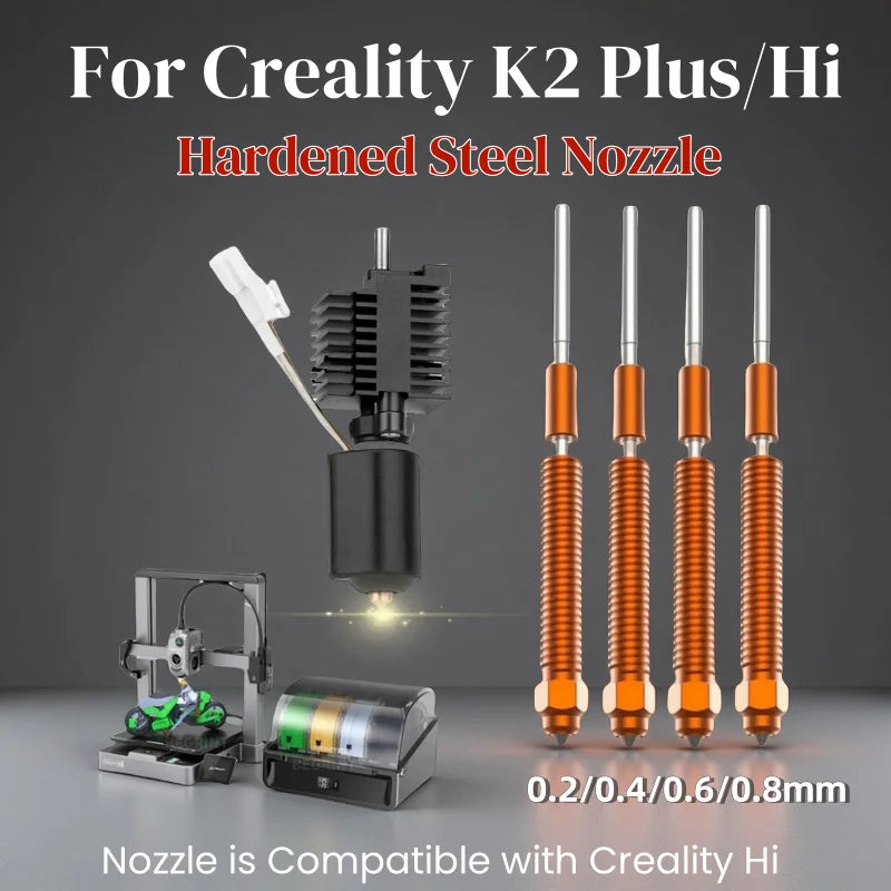 For Creality K2 Plus Nozzles 0.2/0.4/0.6/0.8mmQuick-Swap Nozzle Copper Alloy and Hardened Steel Nozzle for K2 Plus/Creality Hi