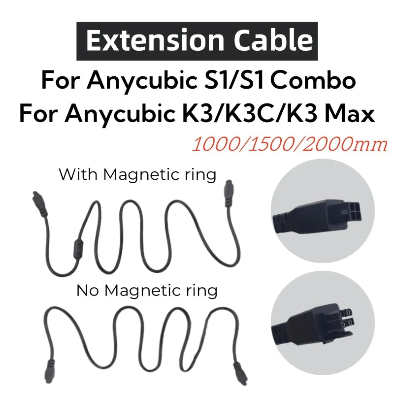 For Anycubic ACE 4-pin Extension Cable For Kobra3/3 Combo/3Max/3max combo/S1/S1 Combo 3D printer With Magnetic ring cable