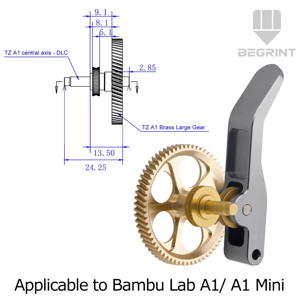 Extruder Gear For Bambu Lab A1 MINI Claw Gear RNC Nano-Coated Hardened Steel Helical Gear Kit All metal For Bambulab A1 A1 Mini