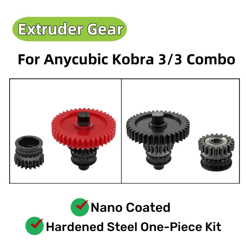 For Kobra 3 Extruder Upgrade Gear Hardened Steel One-Piece Kit Nano Coated Wear Resistance For Anycubic Kobra 3 3D Printer Parts