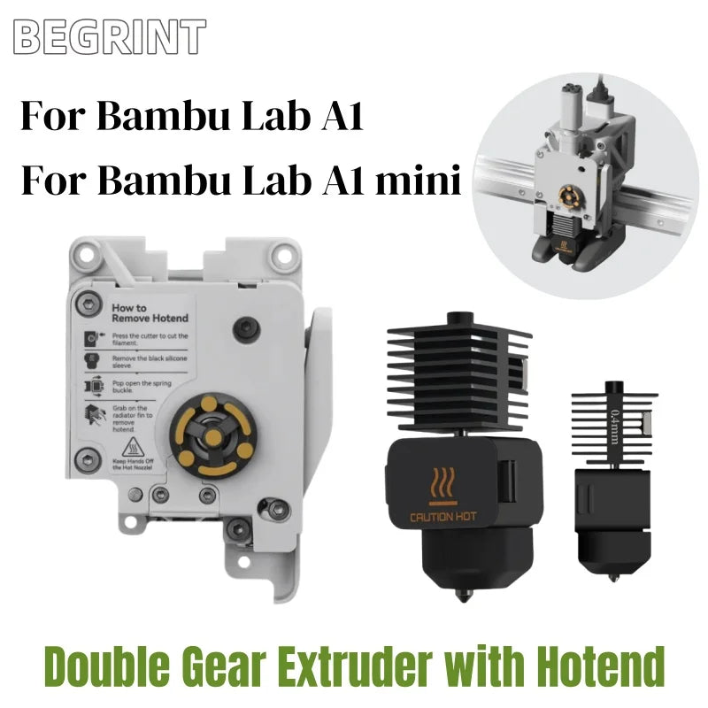 For Bambu Lab A1 mini Extruder Dual Gears Extrusion Motor Hardened Steel with Hotend Kit For  A1/A1mini 3D Printer parts