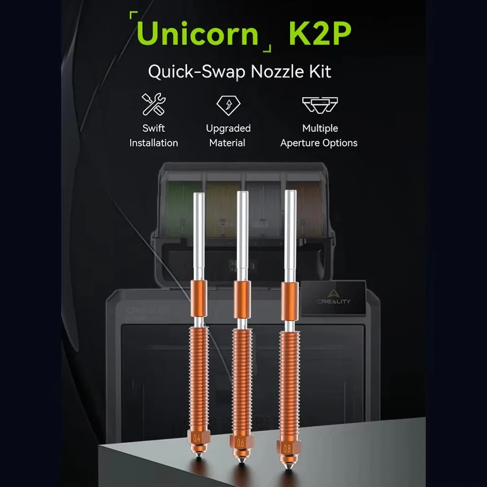 Creality K2 Plus/Hi Combo "Unicorn" Quick-Swap Nozzle Hardened Steel Nozzle Upgraded High-Speed Printing official Parts