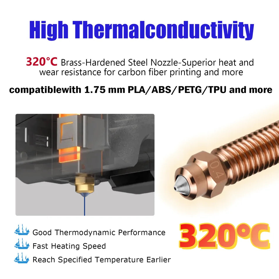 Centauri Carbon Hardened Steel Nozzle 0.4mm, Chromium Zirconium Copper Brass Bimetallic for ELEGOO Centauri Hotend Kit