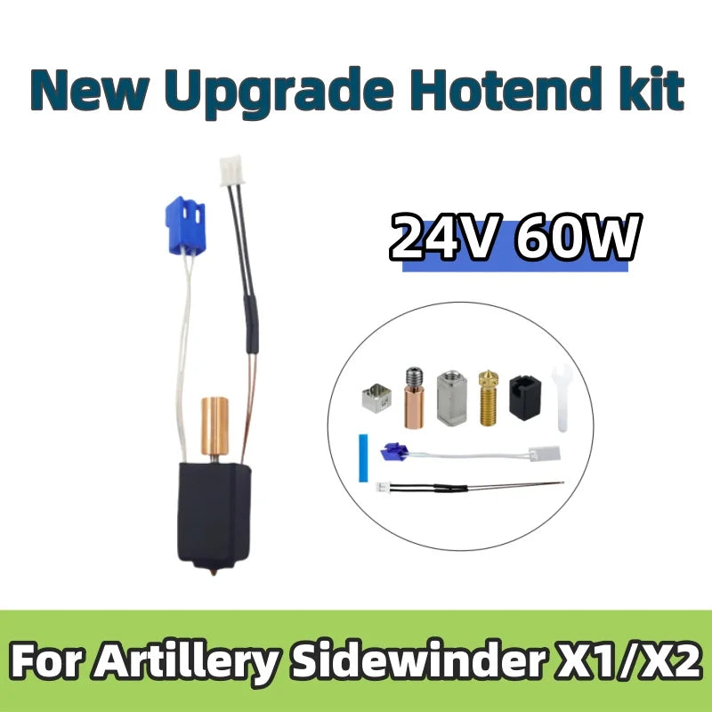 For Artillery Sidewinder X1 X2 Genius pro 3D Printer Upgraded Hotend All Metal Nozzle Heating Block Thermistor Kit For SW-X1 X2