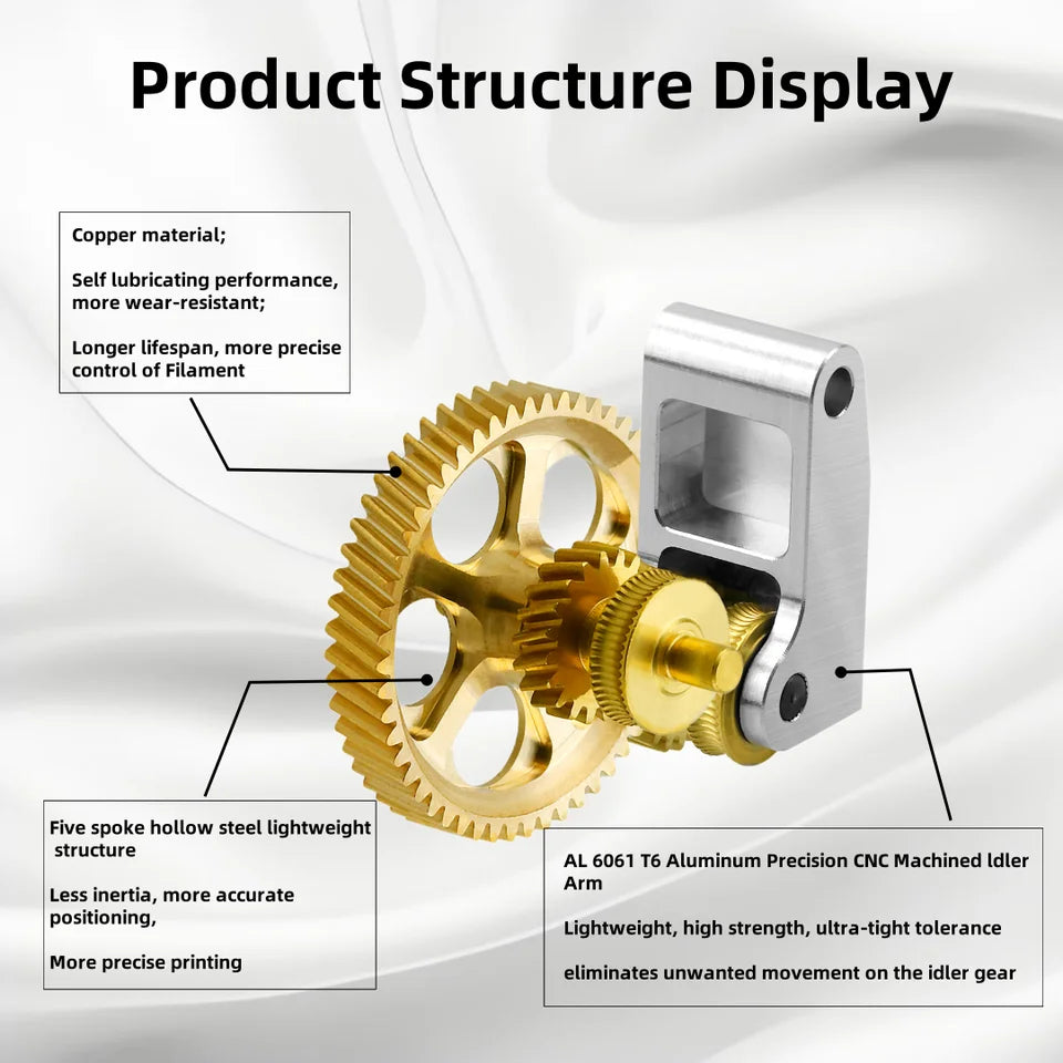 Upgrade Extruder Gear DLC Nano-Coated Hardened Steel Gear Assembly High Precision For Bambu Lab X1 X1C P1P P1S 3D Printer