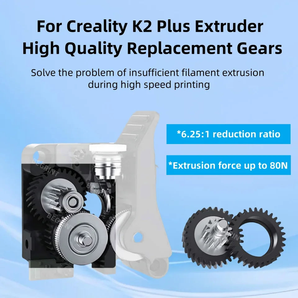 For Creality K2 Plus Extruder All Metal Filament Drive Gear For Creality K2 Plus Nickel Plated DLC Coating High Hardness Wear
