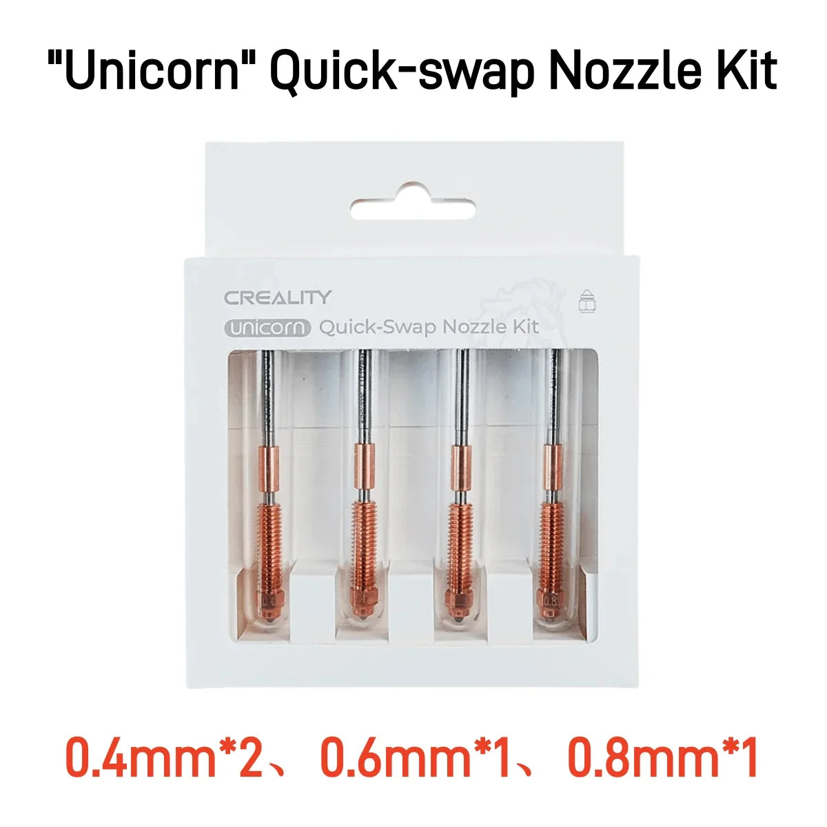 Creality official K1C Nozzle Unicorn Quick-Swap Nozzle Kit 0.4/0.6/0.8 mm Hardened Steel High-Speed Nozzles for K1C/Ender V3