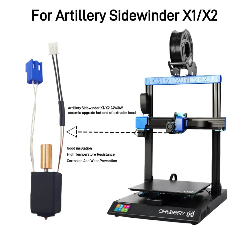 For Artillery Sidewinder X1 X2 Genius pro 3D Printer Upgraded Hotend All Metal Nozzle Heating Block Thermistor Kit For SW-X1 X2