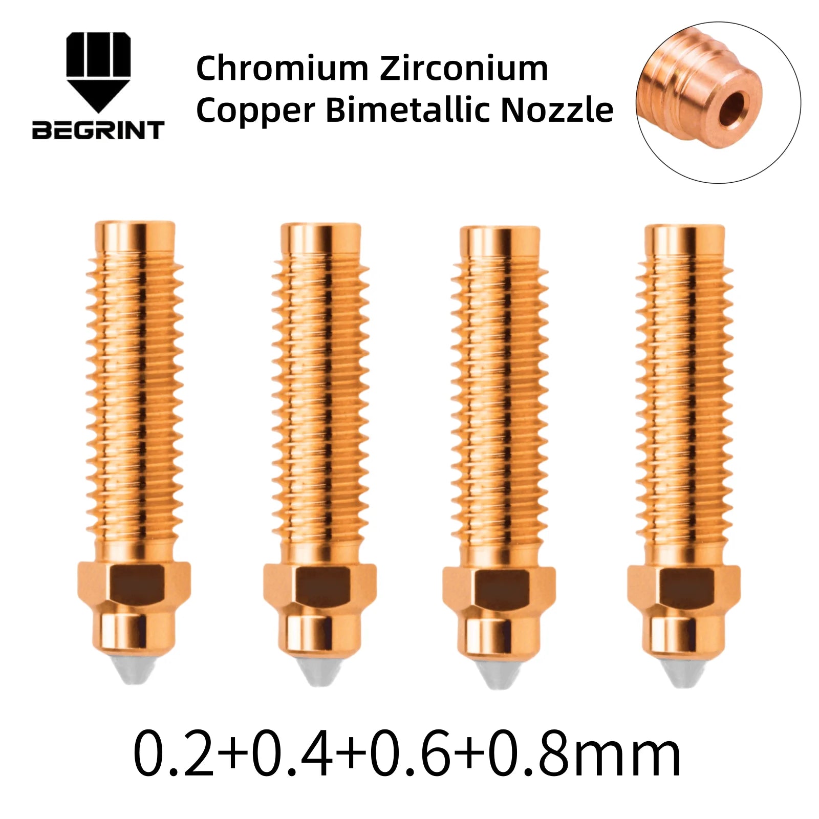 Upgrade Bimetallic Nozzle For Elegoo Centauri 0.2/0.4/0.6/0.8mm Hotend Nozzles For Centauri Carbon Hotend 3D Printer Parts