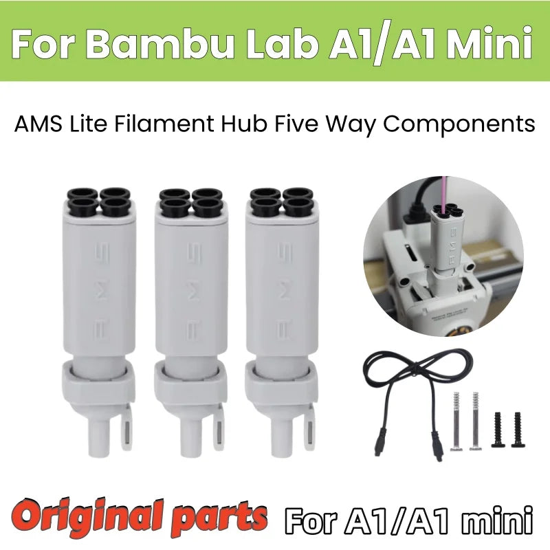 For Bambu Lab 3D printer AMS Lite Filament Hub Five way components switch consumables multi-color printing For A1/A1 Mini Parts