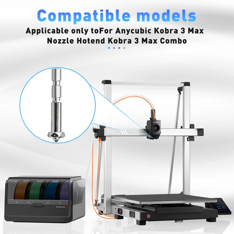 For Anycubic Kobra 3 Max Bimetallic Nozzle Hotend Kit Kobra 3 Max Combo Quick Swap Nozzle Hardened Steel 0.4mm 3D Printer Parts