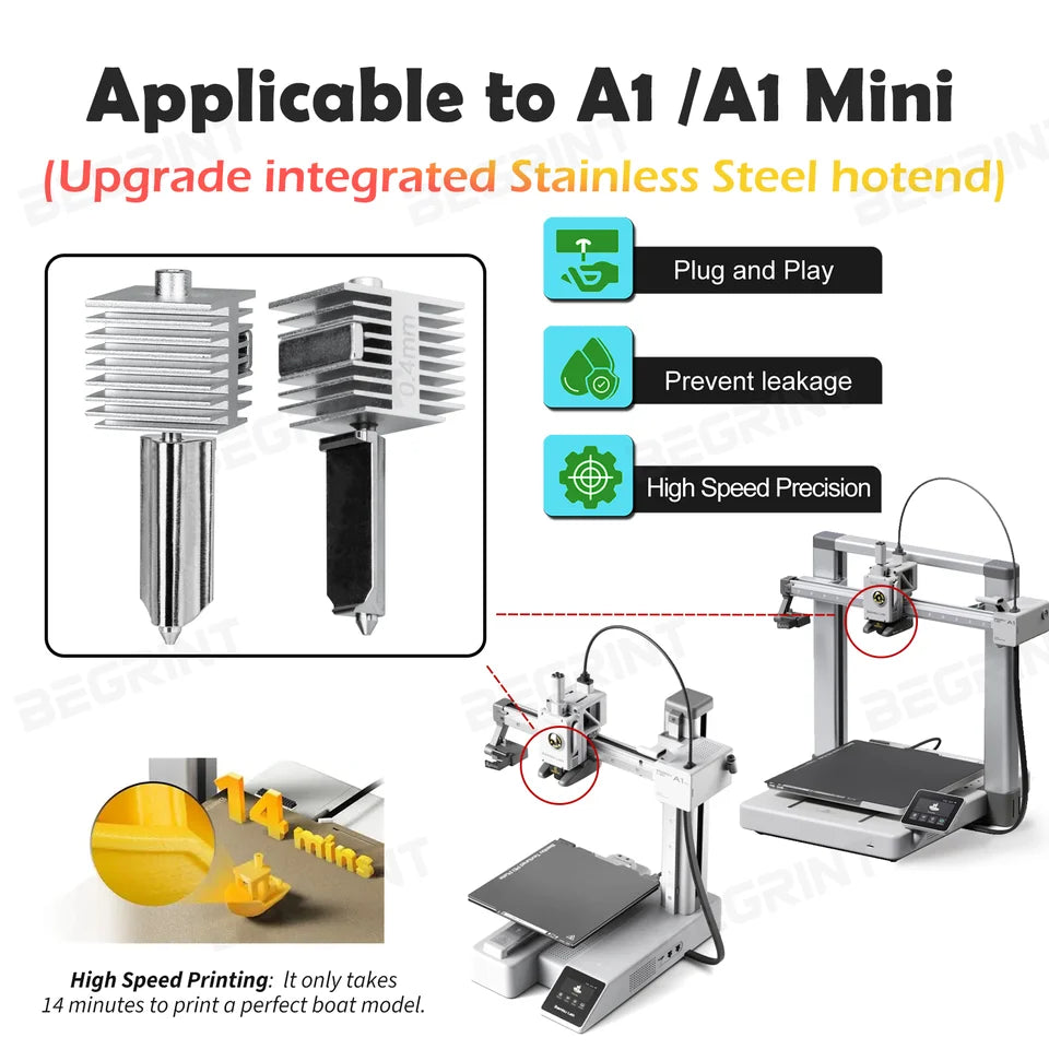 Stainless Steel Hotend Kit for A1 / A1 Mini