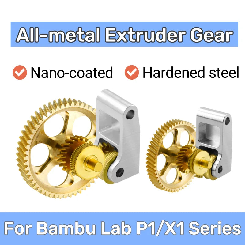 Upgrade Extruder Gear DLC Nano-Coated Hardened Steel Gear Assembly High Precision For Bambu Lab X1 X1C P1P P1S 3D Printer