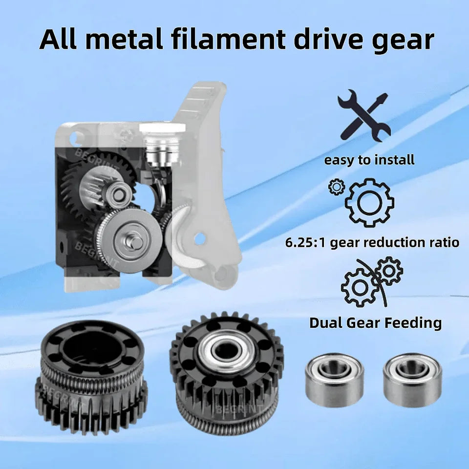 For Creality K2 Plus Extruder All Metal Filament Drive Gear For Creality K2 Plus Nickel Plated DLC Coating High Hardness Wear
