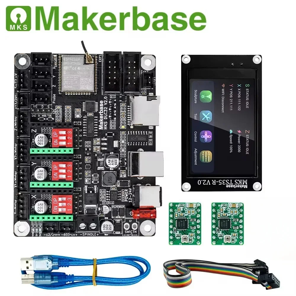 Makerbase MKS DLC32 Grbl Controller for Laser & CNC, ESP32 WiFi & TS35/24 Touch Screen, High-Precision for Engraving Machines