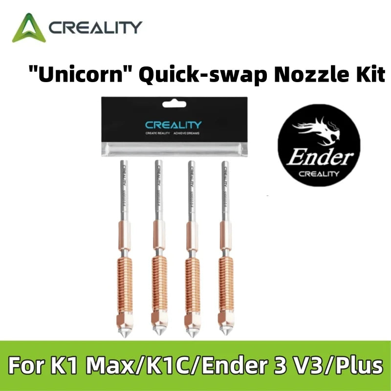 Creality official K1C Nozzle Unicorn Quick-Swap Nozzle Kit 0.4/0.6/0.8 mm Hardened Steel High-Speed Nozzles for K1C/Ender V3