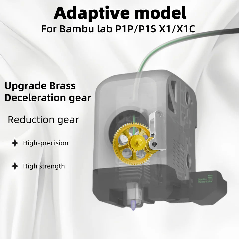 Upgrade Extruder Gear DLC Nano-Coated Hardened Steel Gear Assembly High Precision For Bambu Lab X1 X1C P1P P1S 3D Printer